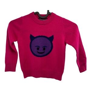 Sofia Cashmere Hot Pink Smiling Devil Kids Sweater Sz 2